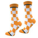 Checkerboard in Orange and White Women's Socks-4