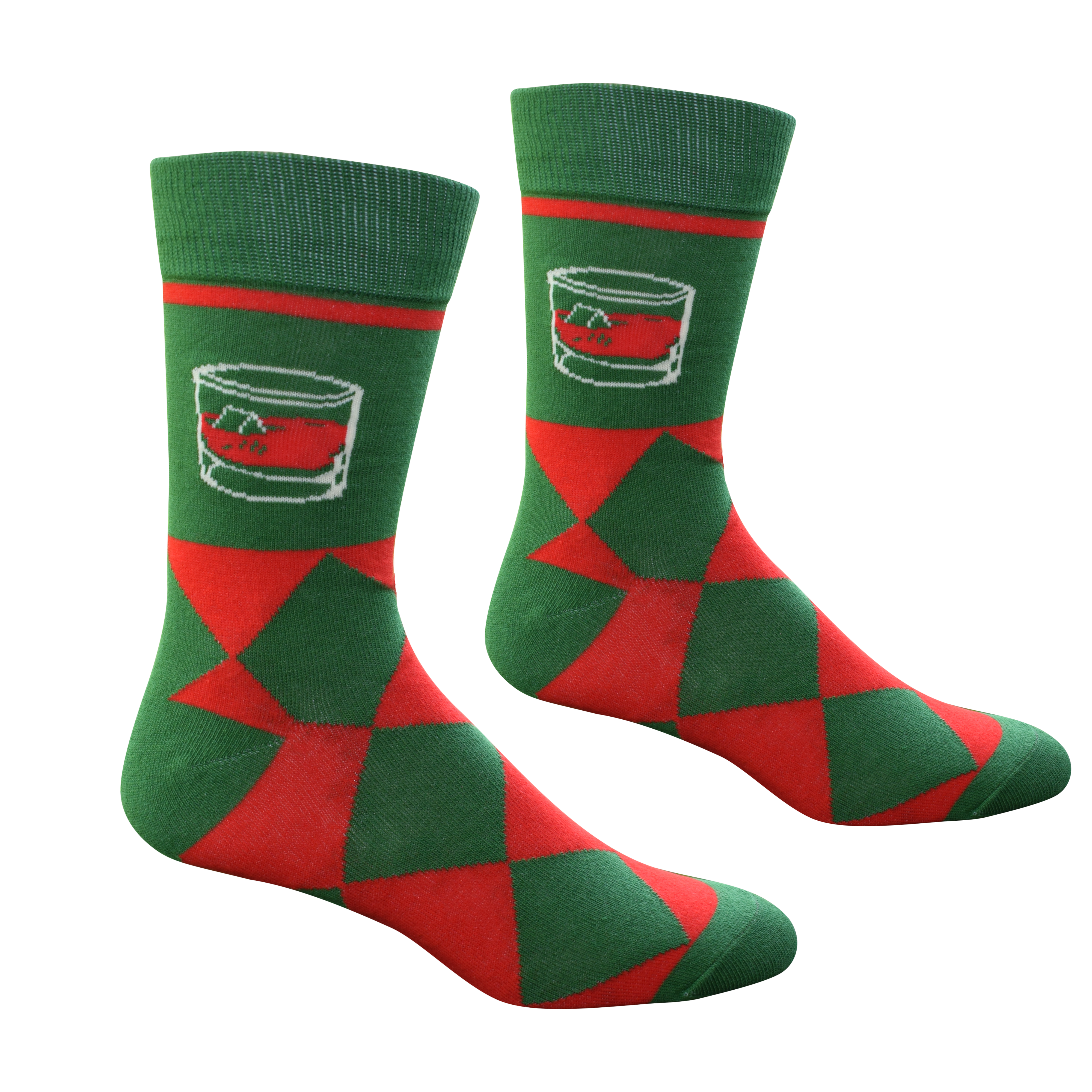 Bourbon Whiskey on the Rocks Argyle Drinking Socks