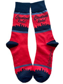 Cleveland Rocks Skyline in Red and Black Men's Socks-1