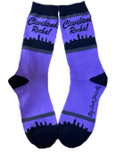 Cleveland Rocks Skyline in Purple and Black Women's Socks-1