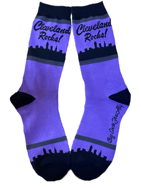 Cleveland Rocks Skyline in Purple and Black Women's Socks