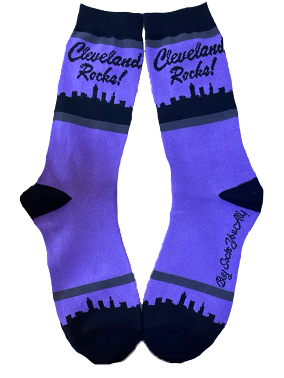Cleveland Rocks Skyline in Purple and Black Women's Socks