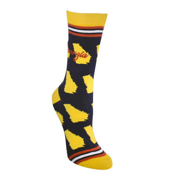 Georgia Shapes in Navy and Gold Women's Socks