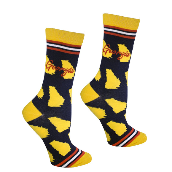 Georgia Shapes in Navy and Gold Women's Socks