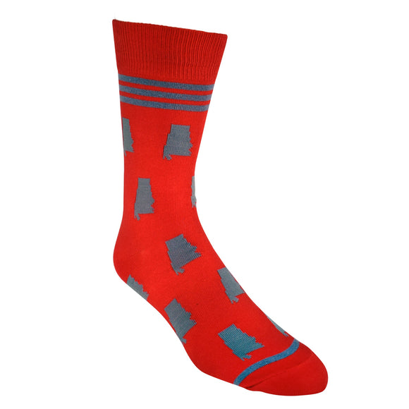 Alabama Shapes in Red and Grey Men's Socks