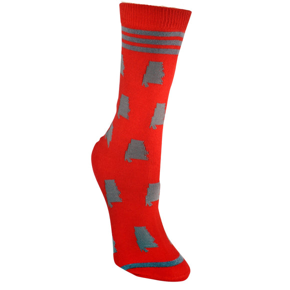 Alabama Shapes in Red and Grey Women's Socks