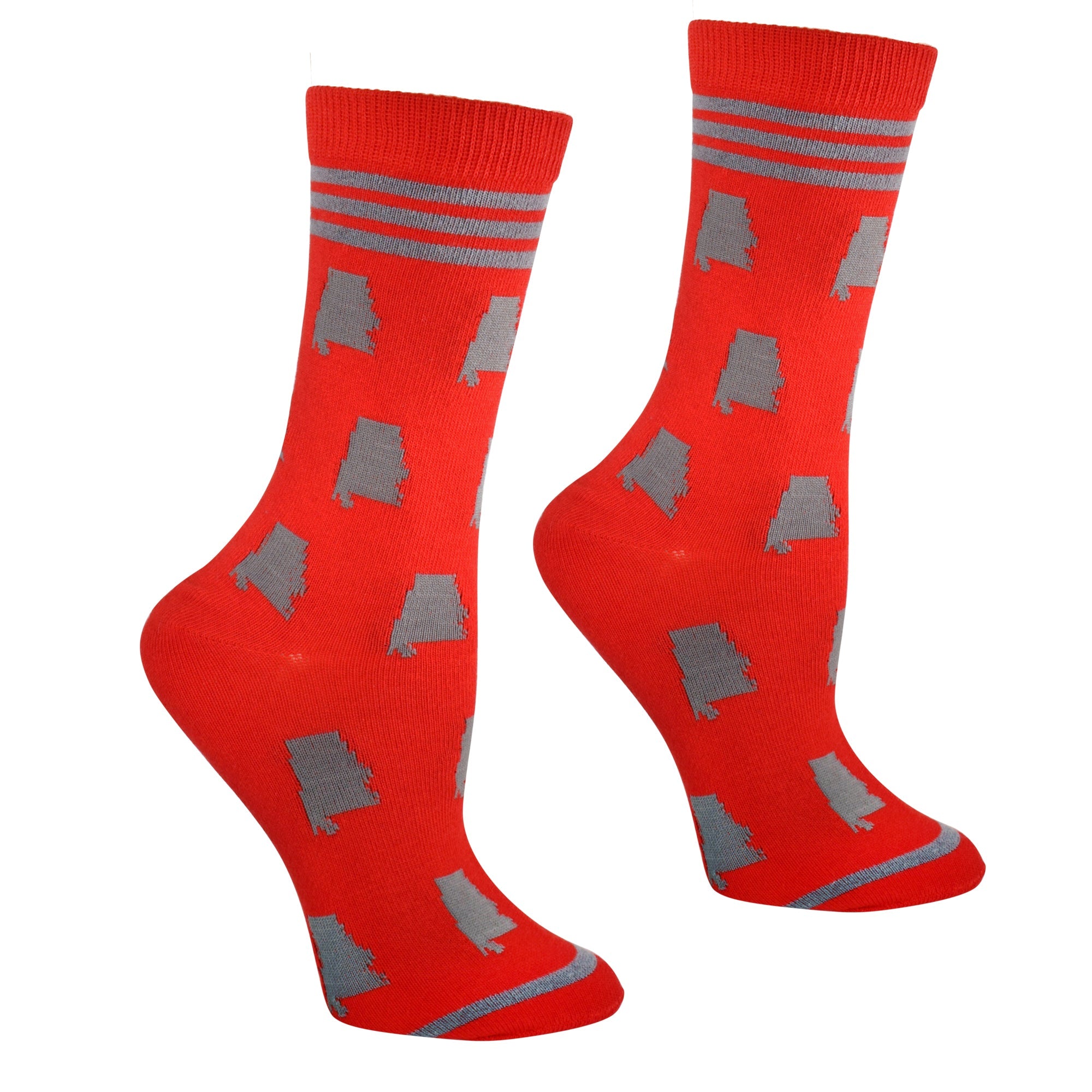 Alabama Shapes in Red and Grey Women's Socks