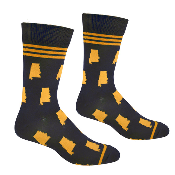 Alabama Shapes in Navy and Orange Men's Socks