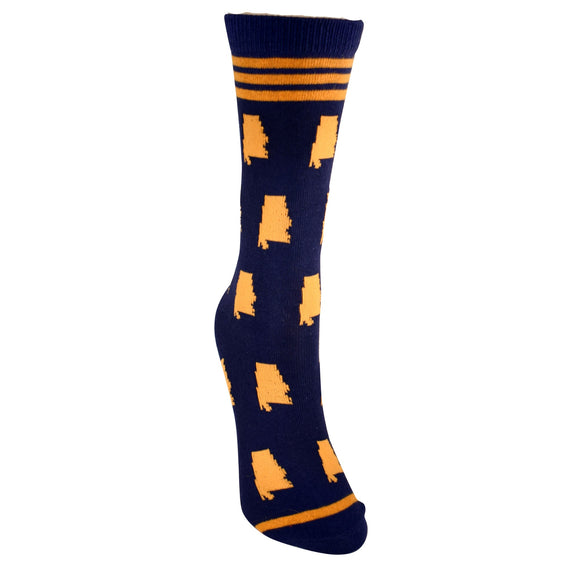 Alabama Shapes Navy and Orange Women's Socks
