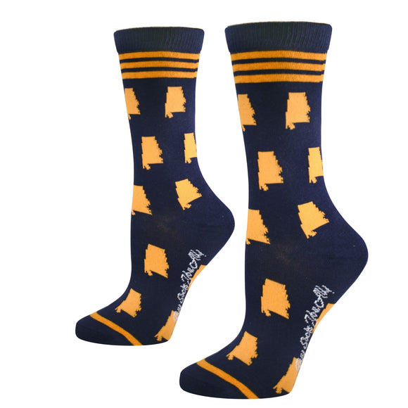 Alabama Shapes Navy and Orange Women's Socks