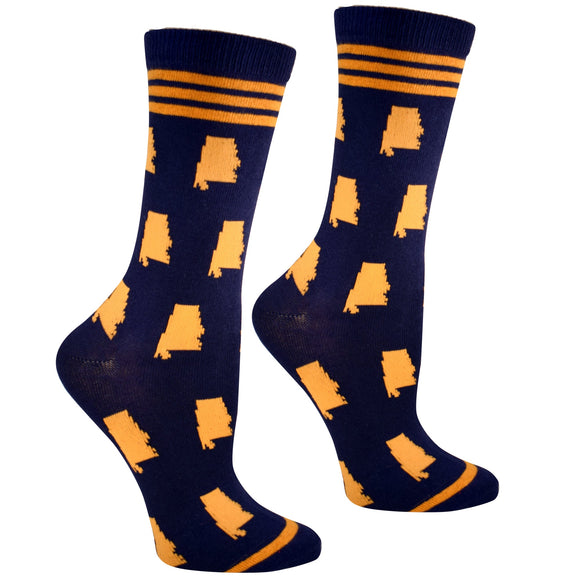 Alabama Shapes Navy and Orange Women's Socks