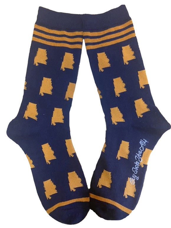 Alabama Shapes Navy and Orange Women's Socks