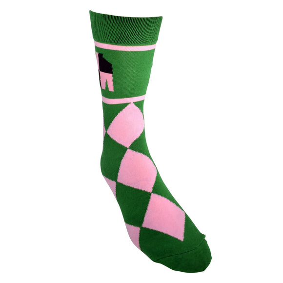Derby Silks in Green and Pink Men's Socks