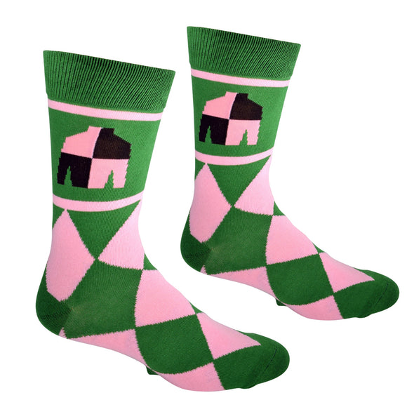 Derby Silks in Green and Pink Men's Socks