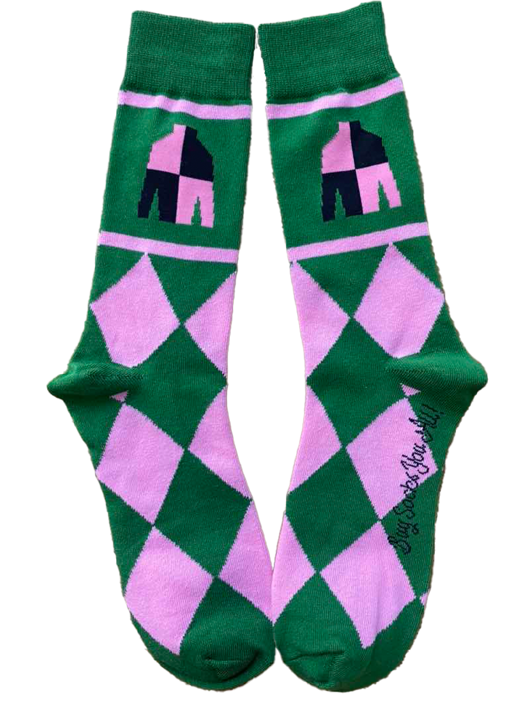 Derby Silks in Green and Pink Men's Socks