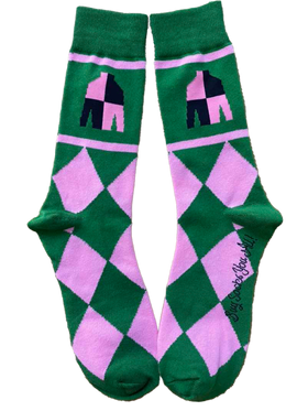 Derby Silks in Green and Pink Men's Socks