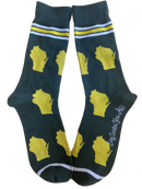Wisconsin Shapes in Green and Yellow Men's Socks-1