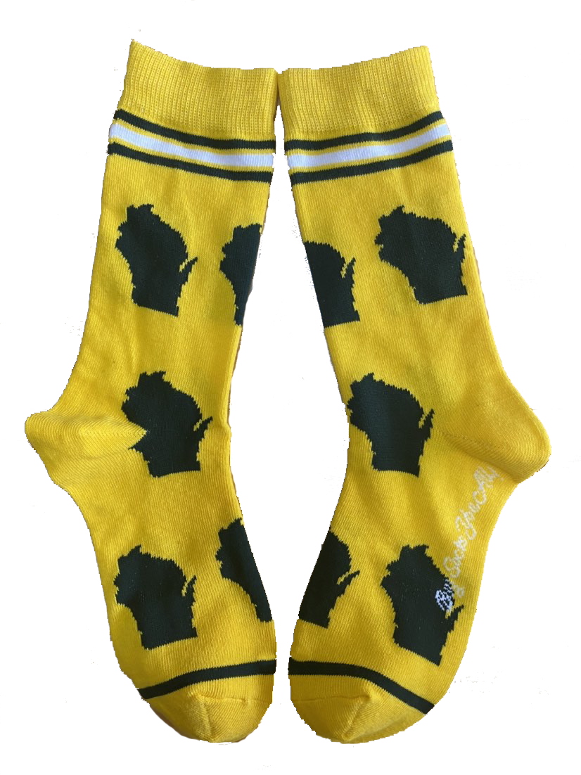 Wisconsin Shapes in Green and Yellow Women's Socks