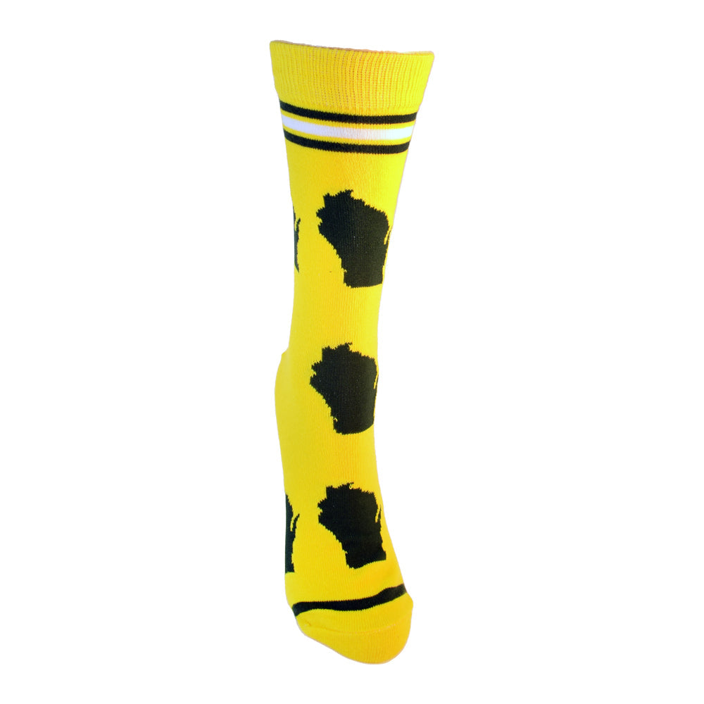 Wisconsin Shapes in Green and Yellow Women's Socks