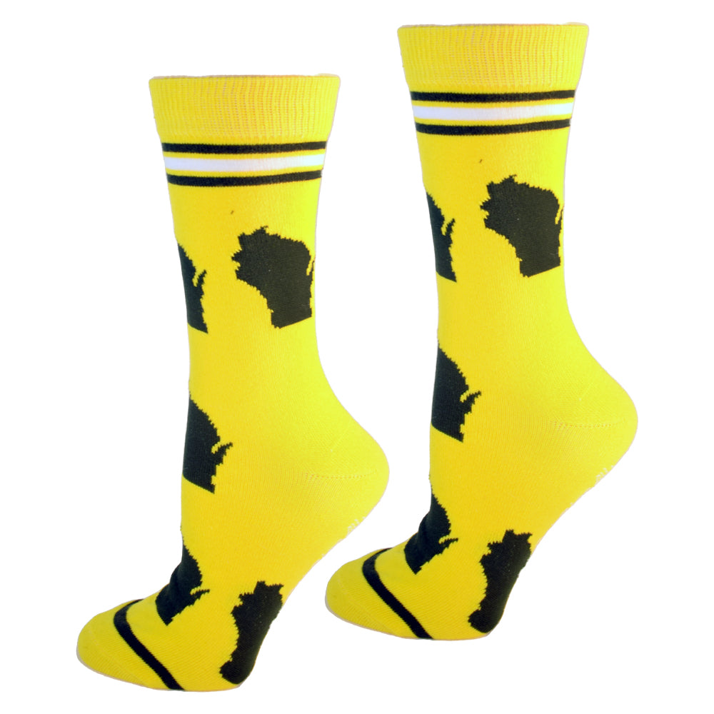 Wisconsin Shapes in Green and Yellow Women's Socks