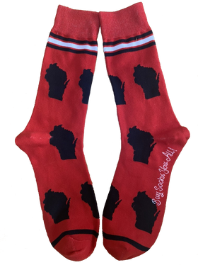Wisconsin Shapes in Red and Black Men's Socks