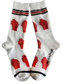 Wisconsin Shapes in Red and White Women's Socks-1