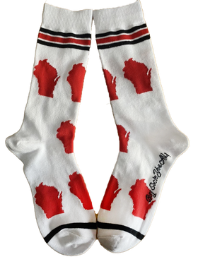 Wisconsin Shapes in Red and White Women's Socks