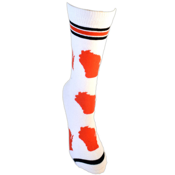 Wisconsin Shapes in Red and White Women's Socks