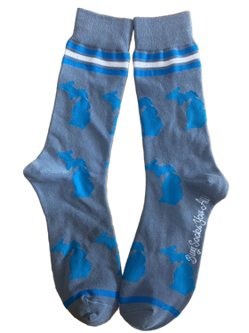 Michigan Shapes in Blue and Grey Men's Socks