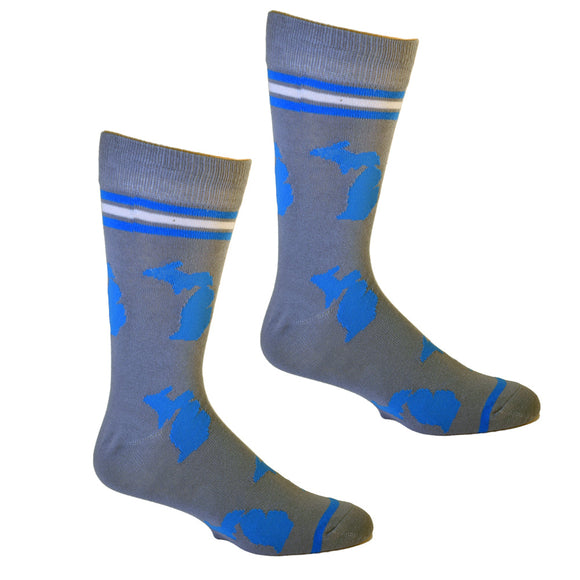 Michigan Shapes in Blue and Grey Men's Socks