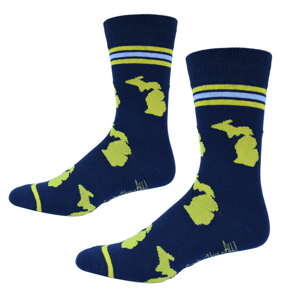 Michigan Shapes in Blue and Yellow Men's Socks