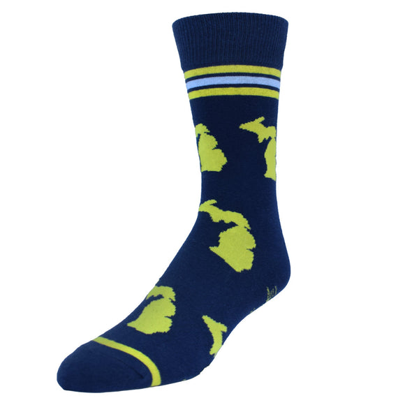 Michigan Shapes in Blue and Yellow Men's Socks
