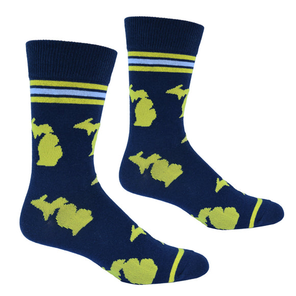 Michigan Shapes in Blue and Yellow Men's Socks