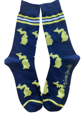 Michigan Shapes in Blue and Yellow Men's Socks