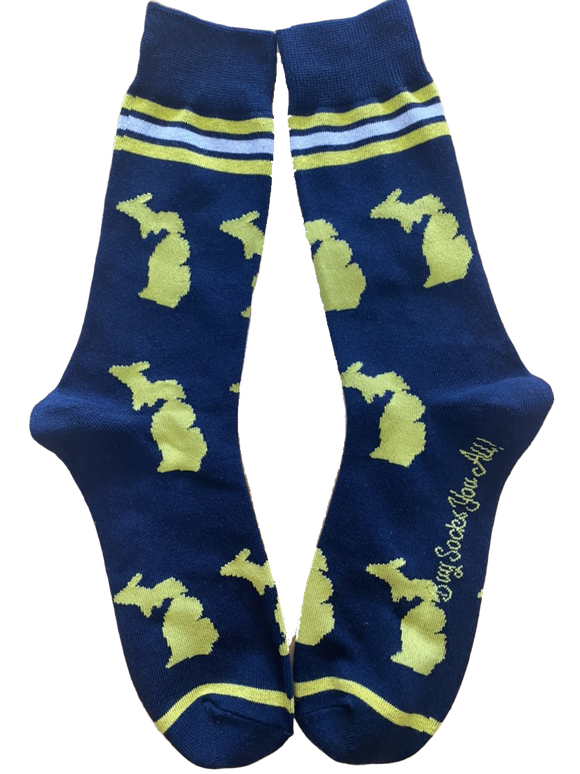 Michigan Shapes in Blue and Yellow Men's Socks