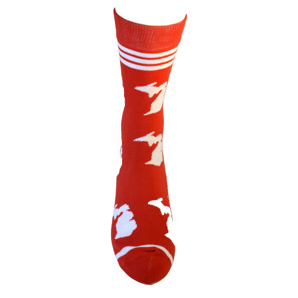 Michigan Shapes in Red and White Men's Socks