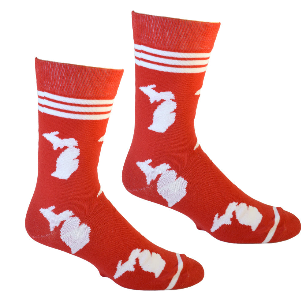 Michigan Shapes in Red and White Men's Socks