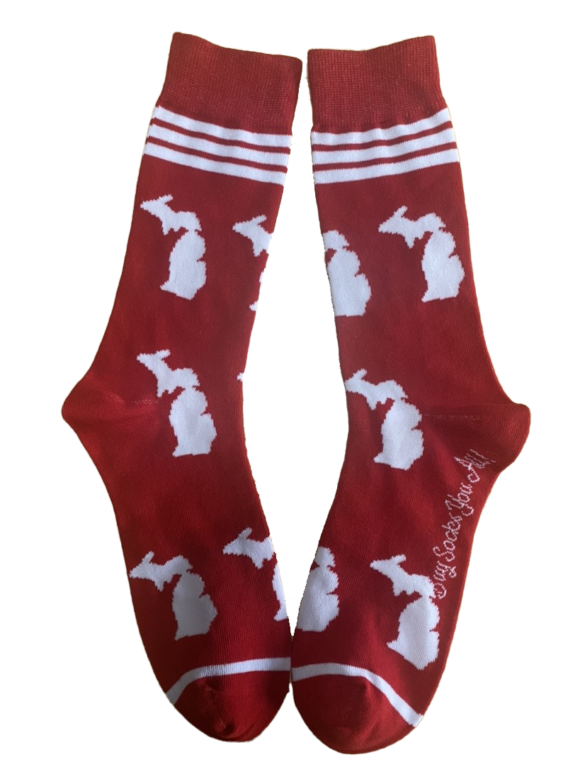 Michigan Shapes in Red and White Men's Socks