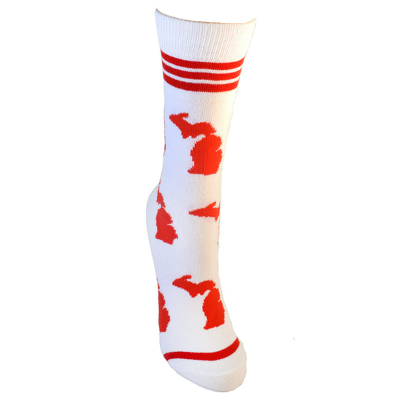 Michigan Shapes in Red and White Women's Socks