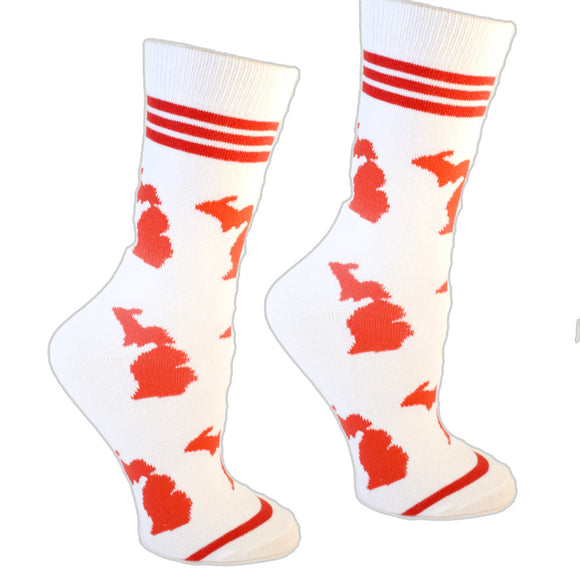 Michigan Shapes in Red and White Women's Socks