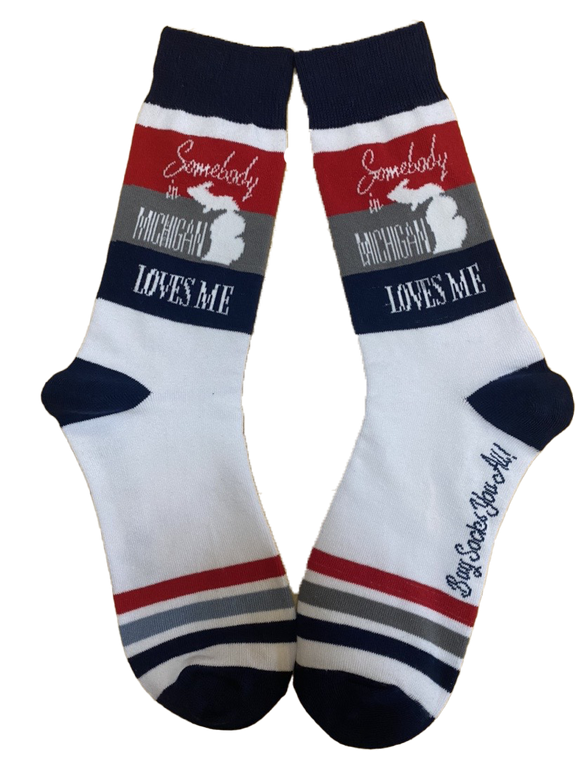 Somebody in Michigan Loves Me Men's Socks