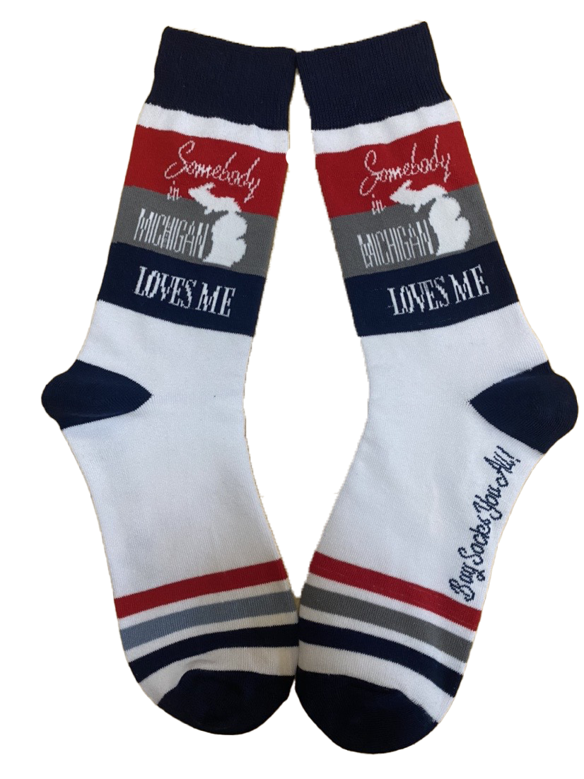 Somebody in Michigan Loves Me Men's Socks