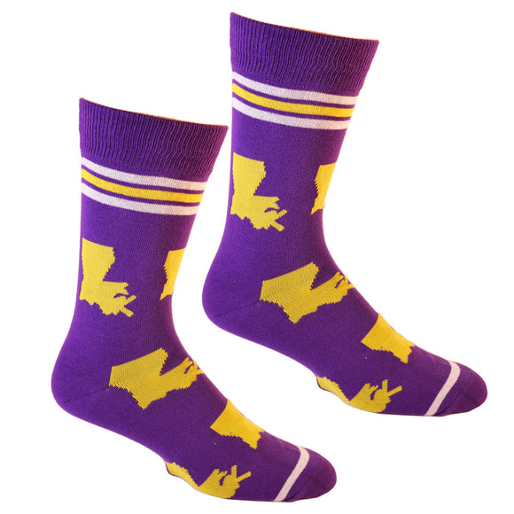 Louisiana Shapes in Purple and Gold Men's Socks