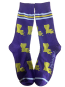 Louisiana Shapes in Purple and Gold Men's Socks-1