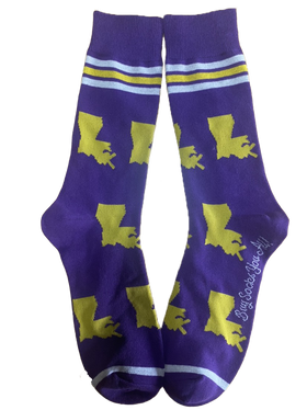 Louisiana Shapes in Purple and Gold Men's Socks