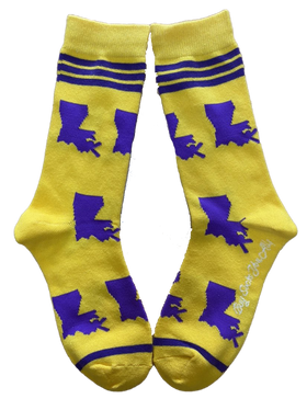 Louisiana Shapes in Purple and Gold Women's Socks