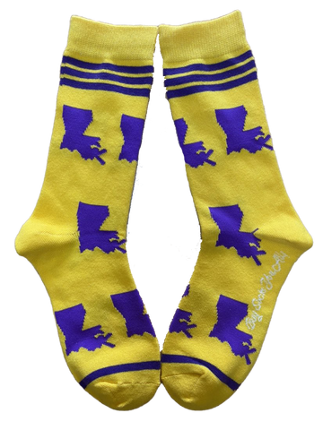Louisiana Shapes in Purple and Gold Women's Socks