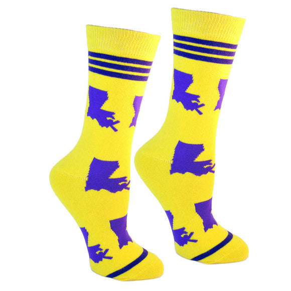 Louisiana Shapes in Purple and Gold Women's Socks