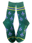 Fleur de Lis Shapes Yellow, Green and Purple Men's Socks-1