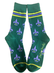 Men's - one size fits most Fleur de Lis Shapes Yellow, Green and Purple Men's Socks - Men's - one size fits most